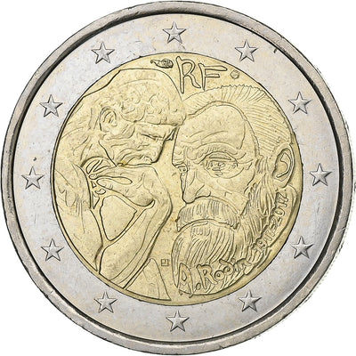 Francja, 
            
               2 Euro, 
            
               Centenaire du décès d'Auguste Rodin