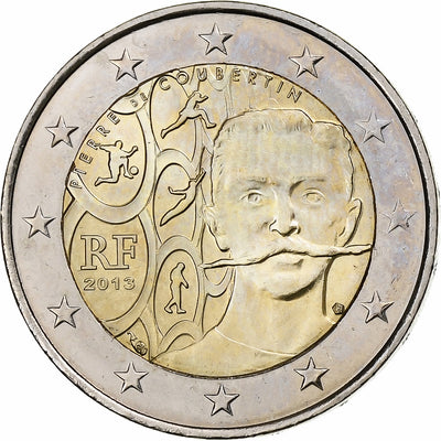 Francja, 
            
               2 Euro, 
            
               Pierre de Coubertin