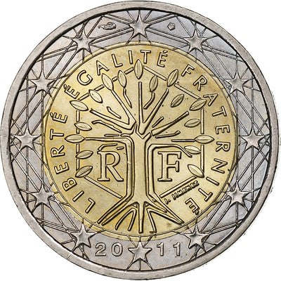 Francja, 
            
               2 Euro, 
            
               Stylized tree