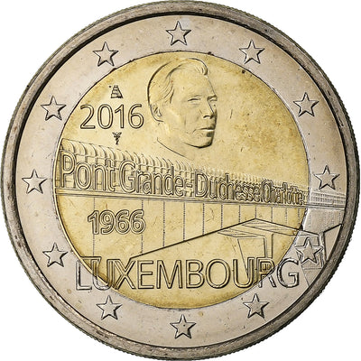 Luksemburg, 
            
               2 Euro, 
            
               50 Years of Grand Duchess Charlotte Bridge