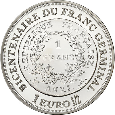 Francja, 
            
               1 1/2 Euro, 
            
               Bicentenaire du franc germinal