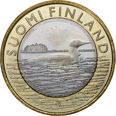 Finlandia, 
            
               5 Euro, 
            
               Black-throated loon