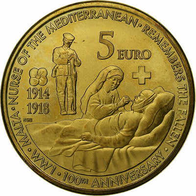 Malta, 
            
               5 Euro, 
            
               First World War Centenary