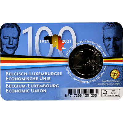 Belgia, 
            
               2 Euro, 
            
               Belgium-Luxembourg economic union