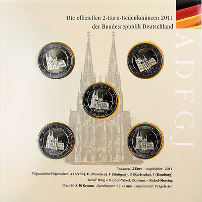 Niemcy, 
            
               2€ x 5, 
            
               Kölner Dom