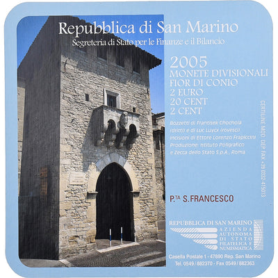 San Marino, 
            
               Set 2 c. + 20 c. + 2€, 
            
               St. Francis' Gate