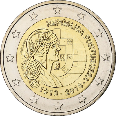 Portugal, 
            
               2 Euro, 
            
               100 République Portugaise