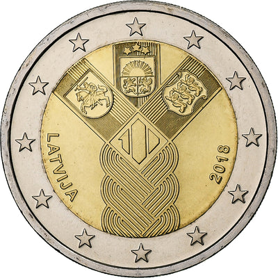 Łotwa, 
            
               2 Euro, 
            
               Independent Baltic States