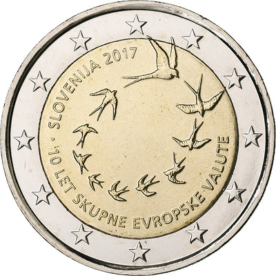 Słowenia, 
            
               2 Euro, 
            
               10e anniversaire de l'euro