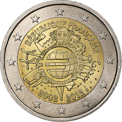 Francja, 
            
               2 Euro, 
            
               10 ans de l'euro