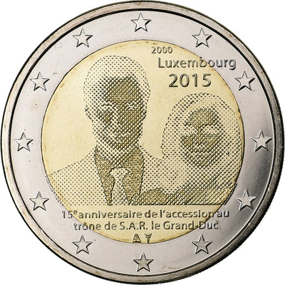 Luksemburg, 
            
               2 Euro, 
            
               15th Anniversary - Accession to the Luxembourg Throne