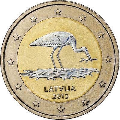 Łotwa, 
            
               2 Euro, 
            
               Black Stork