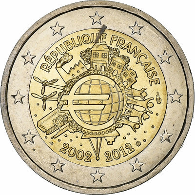 Francja, 
            
               2 Euro, 
            
               10 Years of Euros Cash