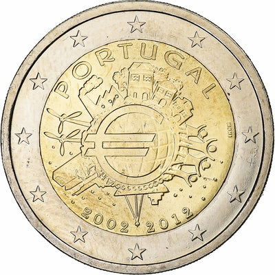 Portugal, 
            
               2 Euro, 
            
               10 Years of Euros Cash