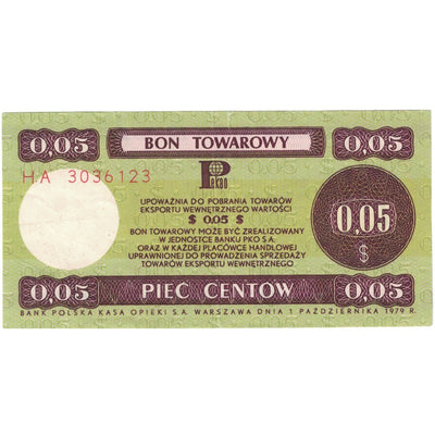 Banknot, 
            
               Polska, 
            
               5 Cents